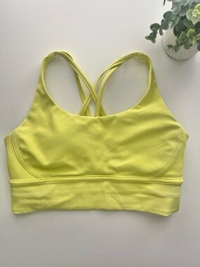 Lululemon Energy Longline Bra Ribbed Luxtreme B-D Cups Highlight Yellow Size 10